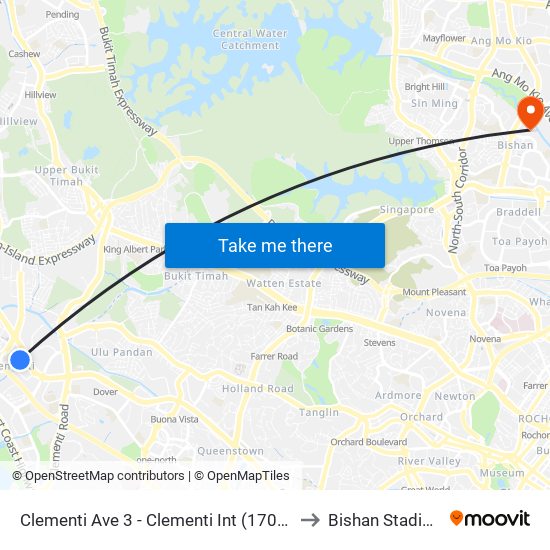 Clementi Ave 3 - Clementi Int (17009) to Bishan Stadium map