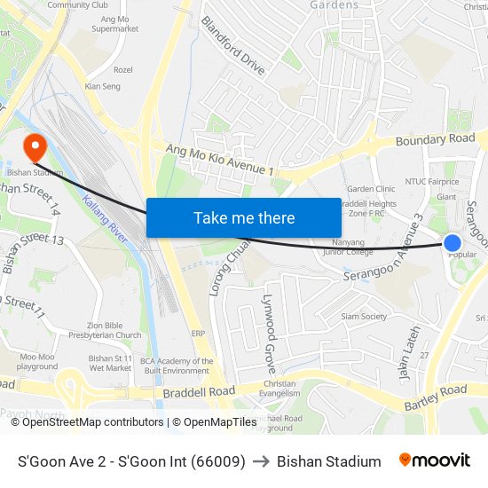 S'Goon Ave 2 - S'Goon Int (66009) to Bishan Stadium map