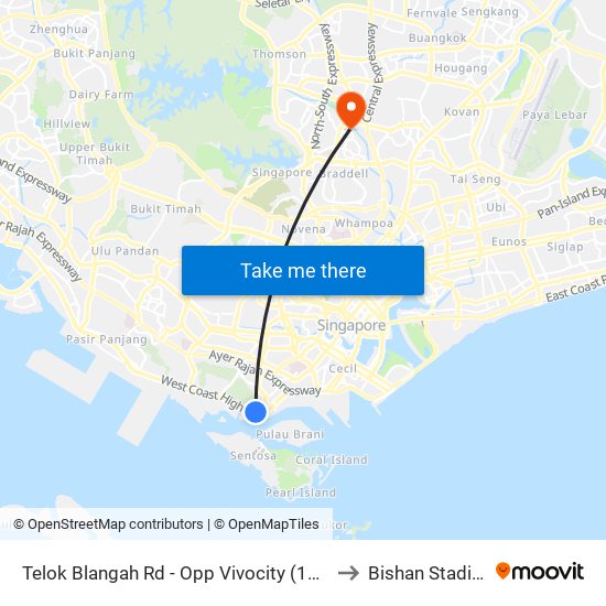 Telok Blangah Rd - Opp Vivocity (14119) to Bishan Stadium map