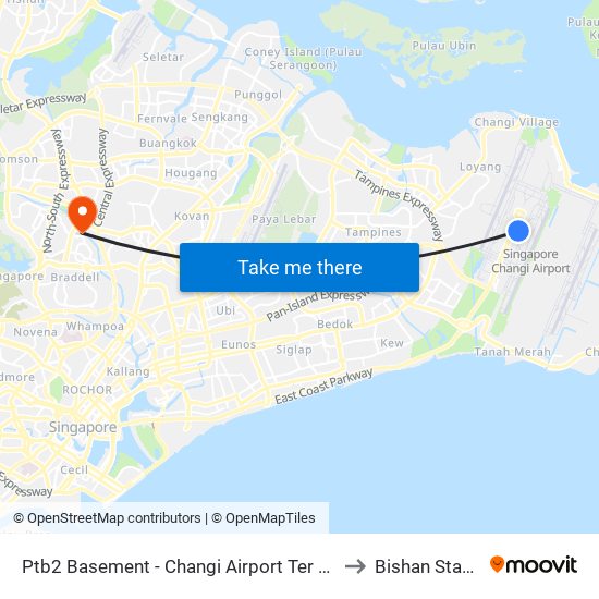 Ptb2 Basement - Changi Airport Ter 2 (95129) to Bishan Stadium map