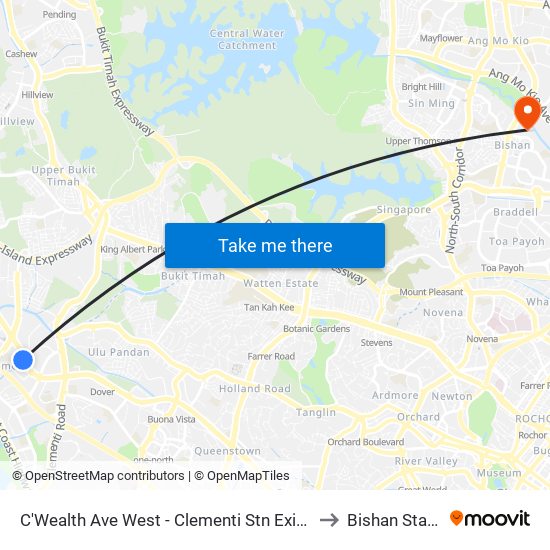 C'Wealth Ave West - Clementi Stn Exit A (17171) to Bishan Stadium map