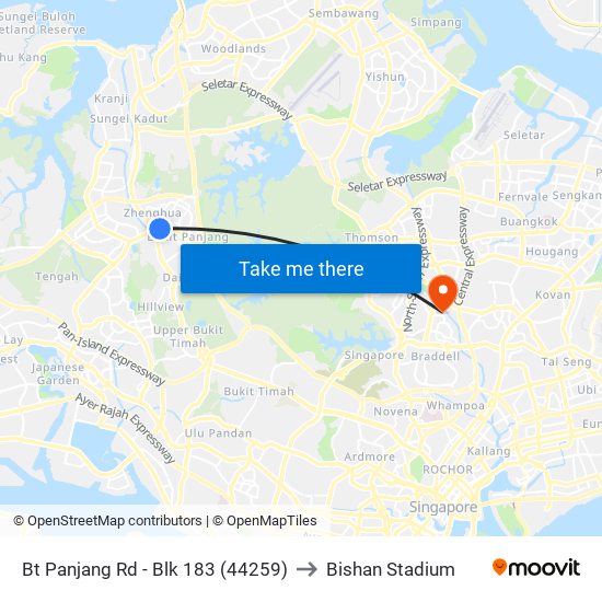 Bt Panjang Rd - Blk 183 (44259) to Bishan Stadium map