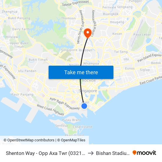 Shenton Way - Opp Axa Twr (03217) to Bishan Stadium map