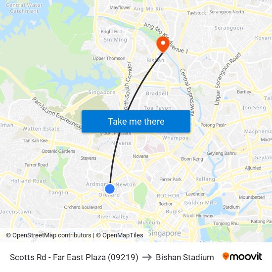 Scotts Rd - Far East Plaza (09219) to Bishan Stadium map