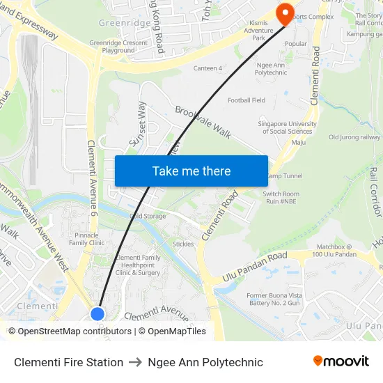 Clementi Fire Station to Ngee Ann Polytechnic map