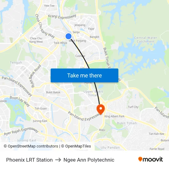 Phoenix LRT Station to Ngee Ann Polytechnic map