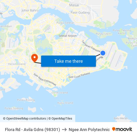Flora Rd - Avila Gdns (98301) to Ngee Ann Polytechnic map