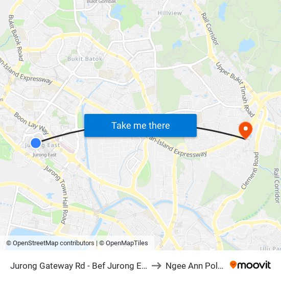 Jurong Gateway Rd - Bef Jurong East Stn (28211) to Ngee Ann Polytechnic map