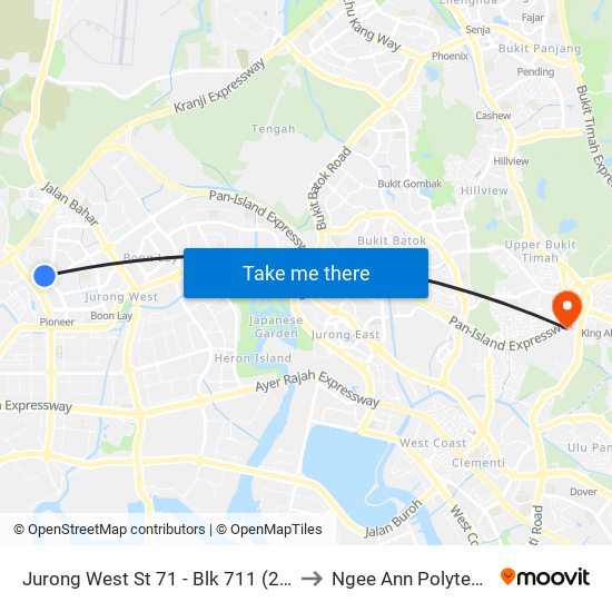 Jurong West St 71 - Blk 711 (27429) to Ngee Ann Polytechnic map