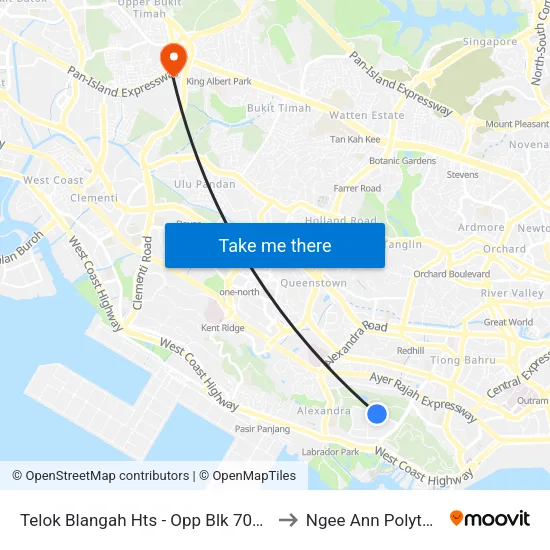 Telok Blangah Hts - Opp Blk 70b (14331) to Ngee Ann Polytechnic map