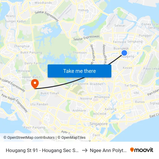 Hougang St 91 - Hougang Sec Sch (64251) to Ngee Ann Polytechnic map