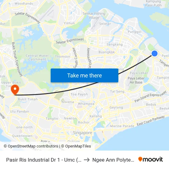 Pasir Ris Industrial Dr 1 - Umc (77041) to Ngee Ann Polytechnic map