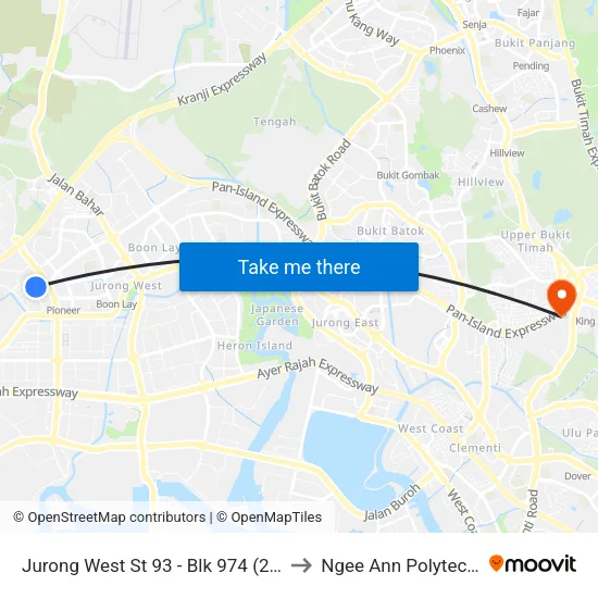 Jurong West St 93 - Blk 974 (27511) to Ngee Ann Polytechnic map