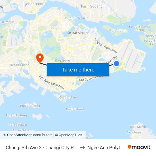 Changi Sth Ave 2 - Changi City Pt (96381) to Ngee Ann Polytechnic map