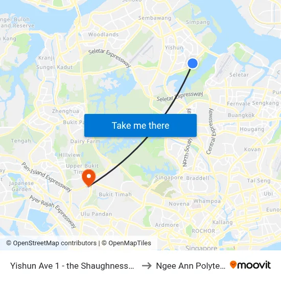 Yishun Ave 1 - the Shaughnessy (59759) to Ngee Ann Polytechnic map