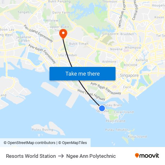 Resorts World Station to Ngee Ann Polytechnic map