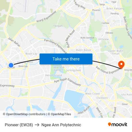 Pioneer (EW28) to Ngee Ann Polytechnic map