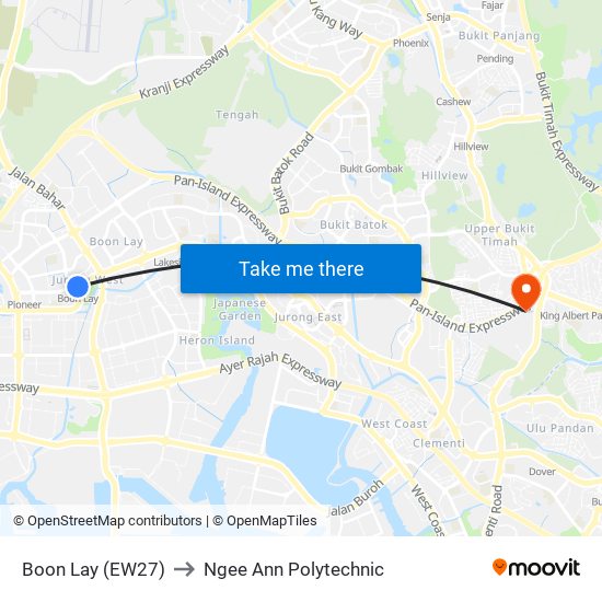 Boon Lay (EW27) to Ngee Ann Polytechnic map