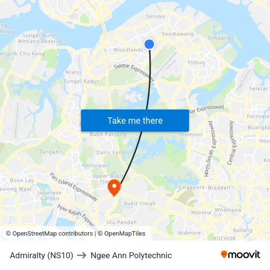 Admiralty (NS10) to Ngee Ann Polytechnic map