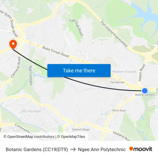 Botanic Gardens (CC19|DT9) to Ngee Ann Polytechnic map