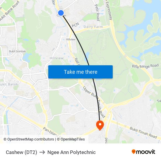 Cashew (DT2) to Ngee Ann Polytechnic map