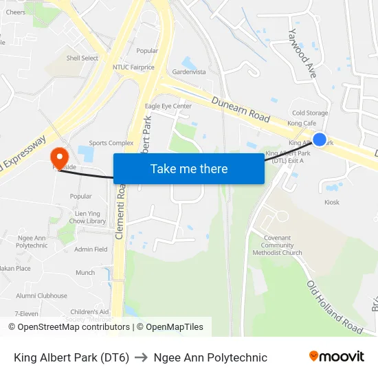 King Albert Park (DT6) to Ngee Ann Polytechnic map