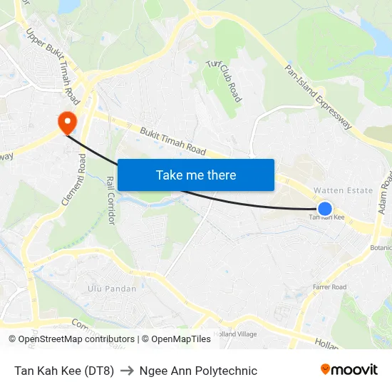 Tan Kah Kee (DT8) to Ngee Ann Polytechnic map