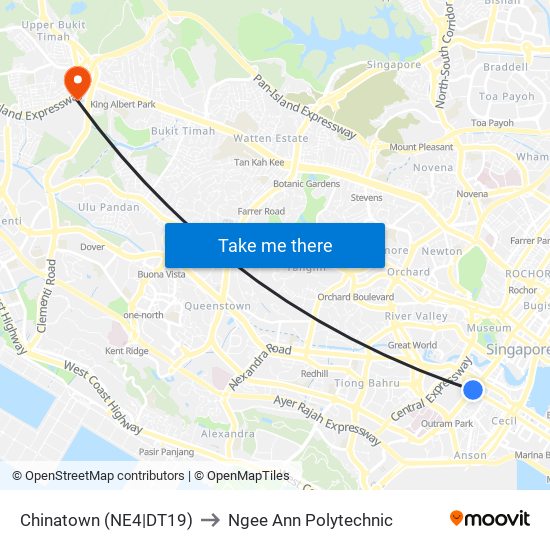 Chinatown (NE4|DT19) to Ngee Ann Polytechnic map