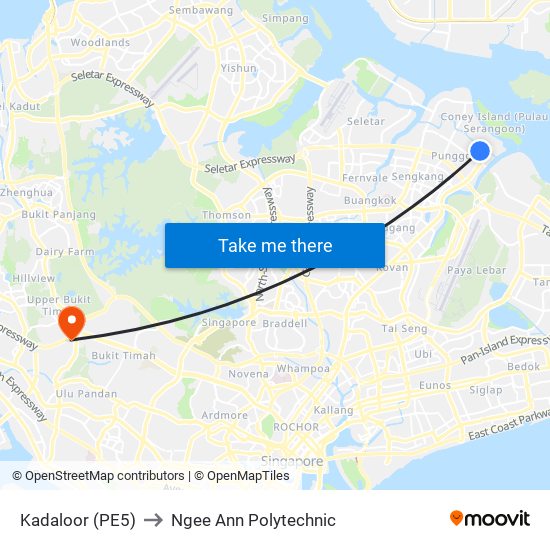 Kadaloor (PE5) to Ngee Ann Polytechnic map