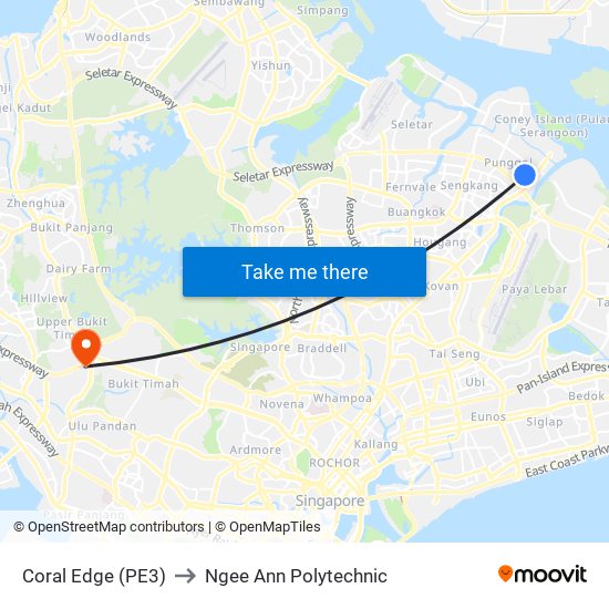 Coral Edge (PE3) to Ngee Ann Polytechnic map