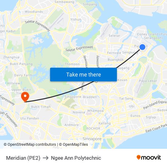 Meridian (PE2) to Ngee Ann Polytechnic map