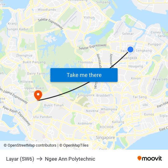 Layar (SW6) to Ngee Ann Polytechnic map