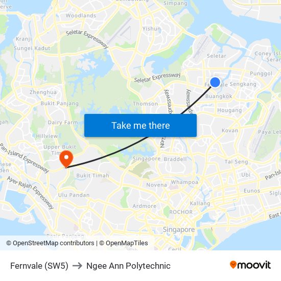 Fernvale (SW5) to Ngee Ann Polytechnic map