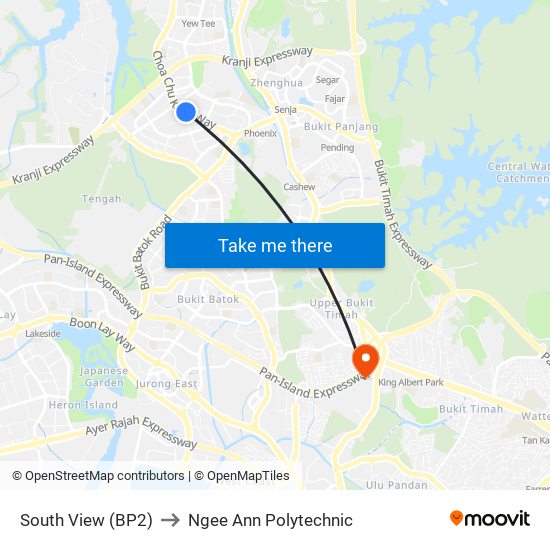 South View (BP2) to Ngee Ann Polytechnic map