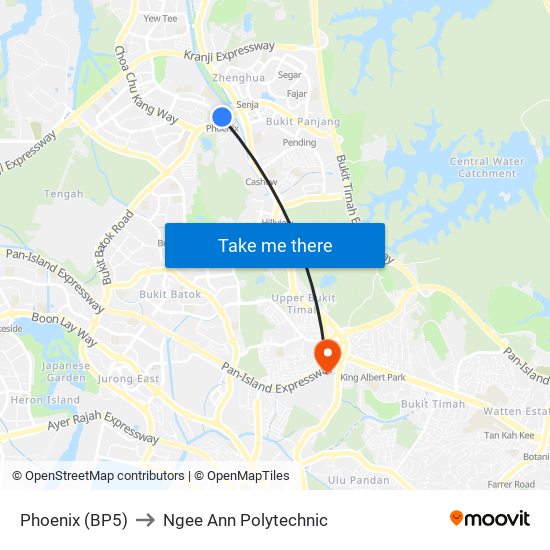 Phoenix (BP5) to Ngee Ann Polytechnic map