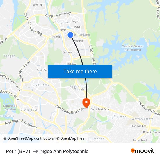Petir (BP7) to Ngee Ann Polytechnic map