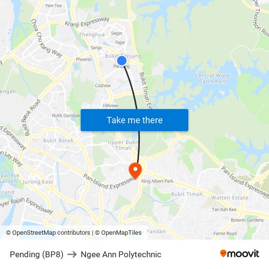 Pending (BP8) to Ngee Ann Polytechnic map