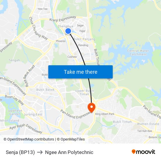 Senja (BP13) to Ngee Ann Polytechnic map