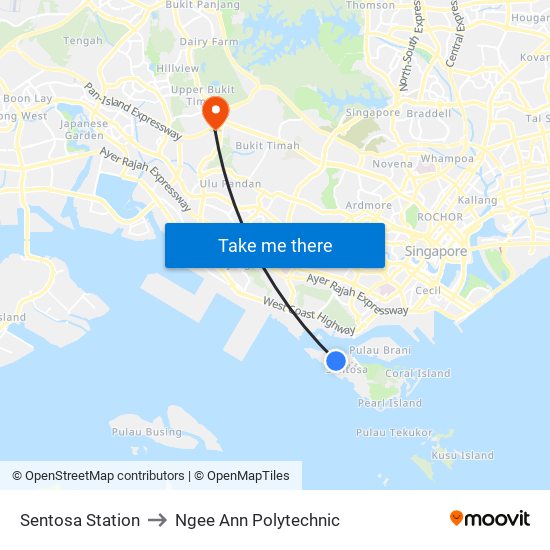 Sentosa Station to Ngee Ann Polytechnic map