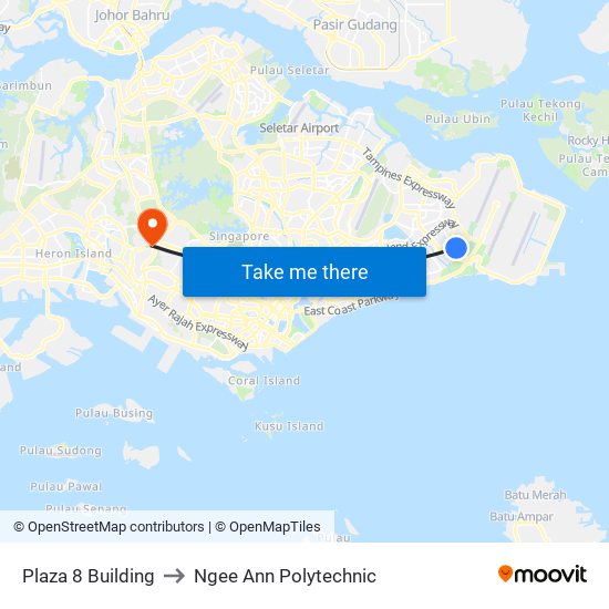 Plaza 8 Building to Ngee Ann Polytechnic map