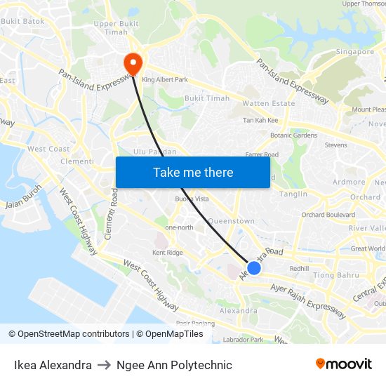 Ikea Alexandra to Ngee Ann Polytechnic map