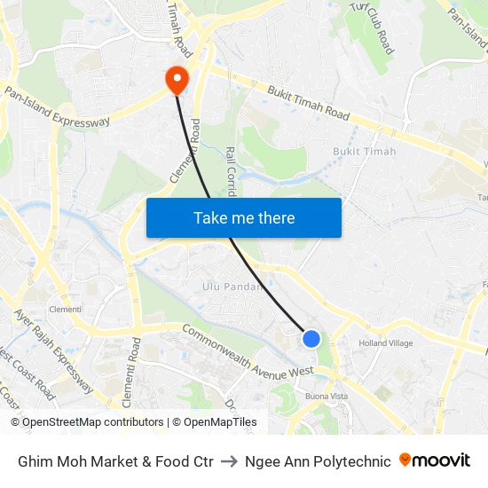 Ghim Moh Market & Food Ctr to Ngee Ann Polytechnic map