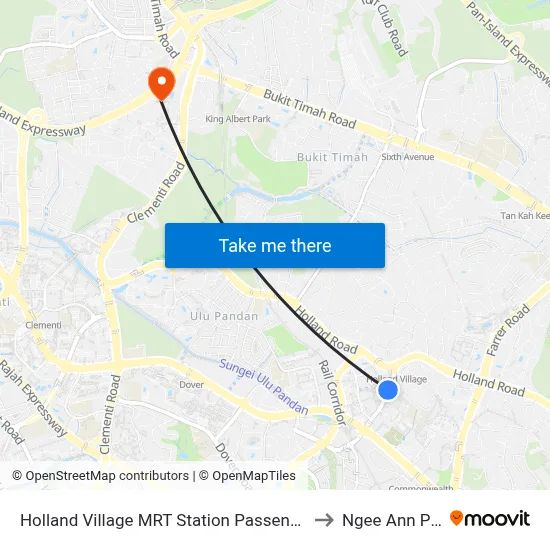 Holland Village MRT Station Passenger Pick-Up/ Drop-Off Point to Ngee Ann Polytechnic map