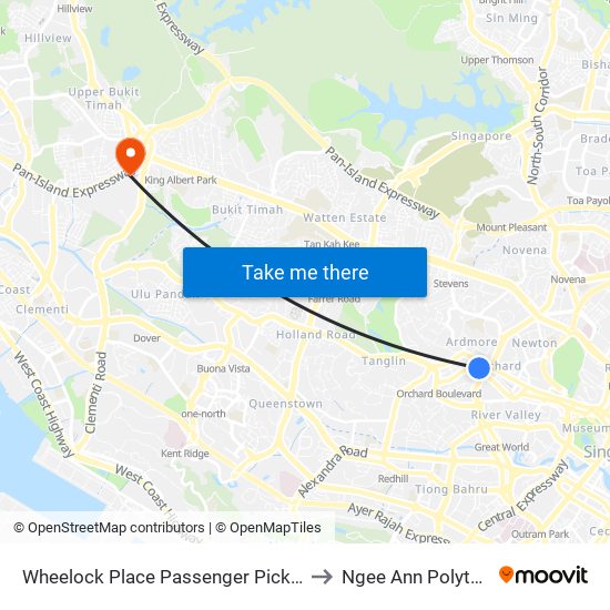 Wheelock Place Passenger Pick-Up Point to Ngee Ann Polytechnic map