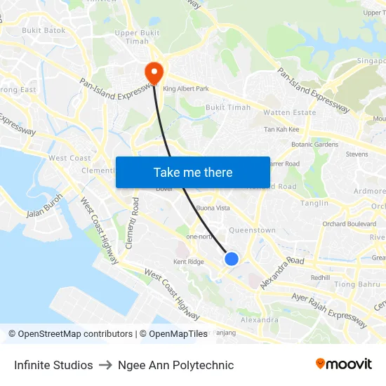 Infinite Studios to Ngee Ann Polytechnic map