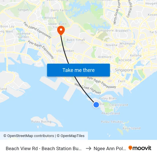 Beach View Rd - Beach Station Bus Terminal (14539) to Ngee Ann Polytechnic map