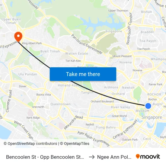 Bencoolen St - Opp Bencoolen Stn Exit B (04019) to Ngee Ann Polytechnic map