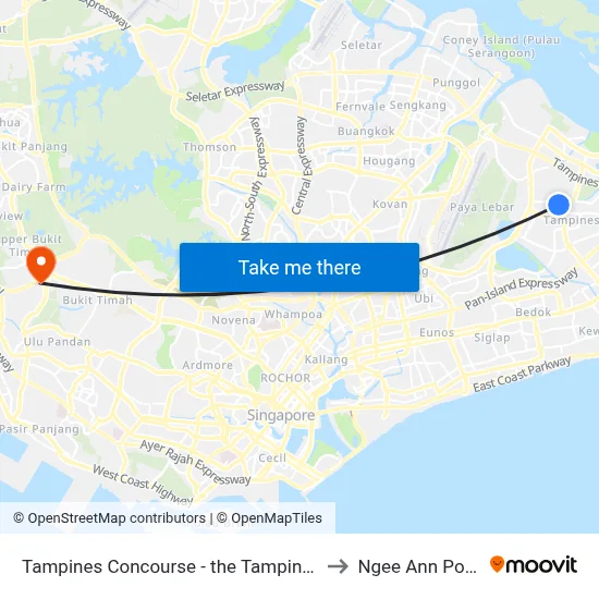 Tampines Concourse - the Tampines Trilliant (76511) to Ngee Ann Polytechnic map