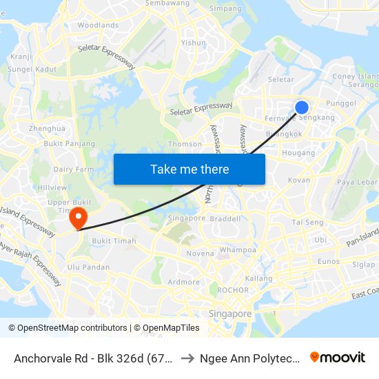 Anchorvale Rd - Blk 326d (67769) to Ngee Ann Polytechnic map