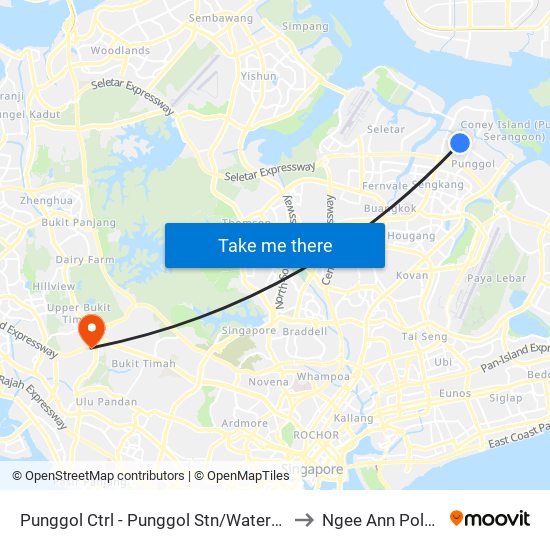Punggol Ctrl - Punggol Stn/Waterway Pt (65251) to Ngee Ann Polytechnic map